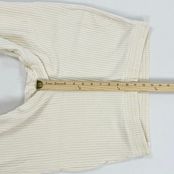 Aerie Womens Groove On Velour Velvet High Waist Flare Pant Large Ivory - Picture 12 of 14